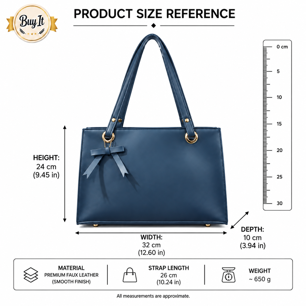 Premium Navy Blue Tote Bag | Elegant Everyday Handbag