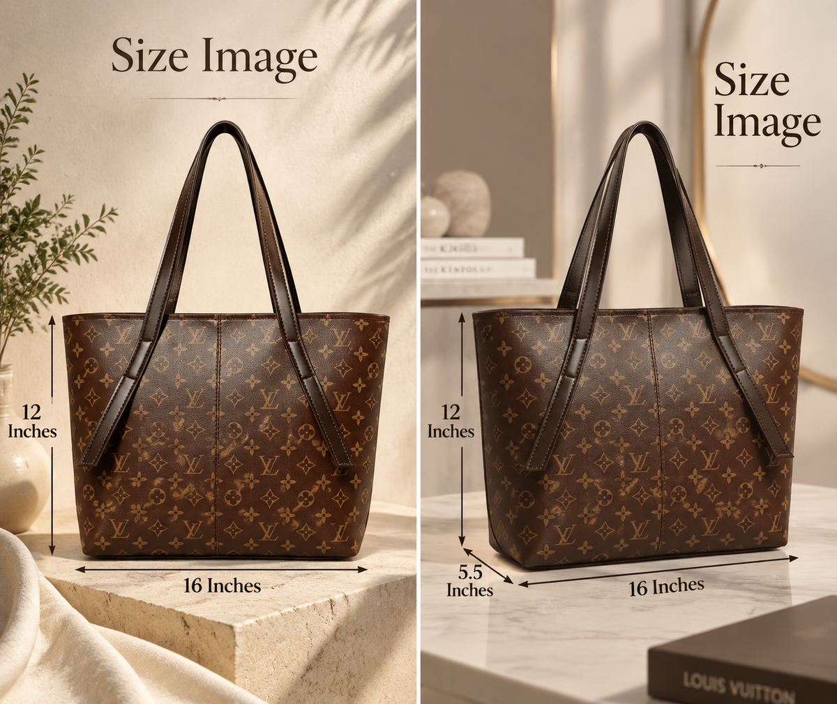 Brown Monogram Tote Bag Size Guide