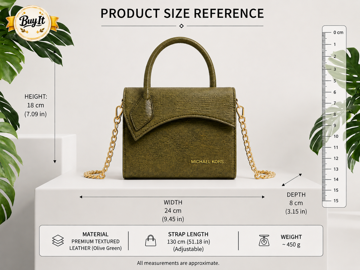 MICHAEL KORS Textured Rexine Satchel & Flap Shoulder Bag – Forest Emerald