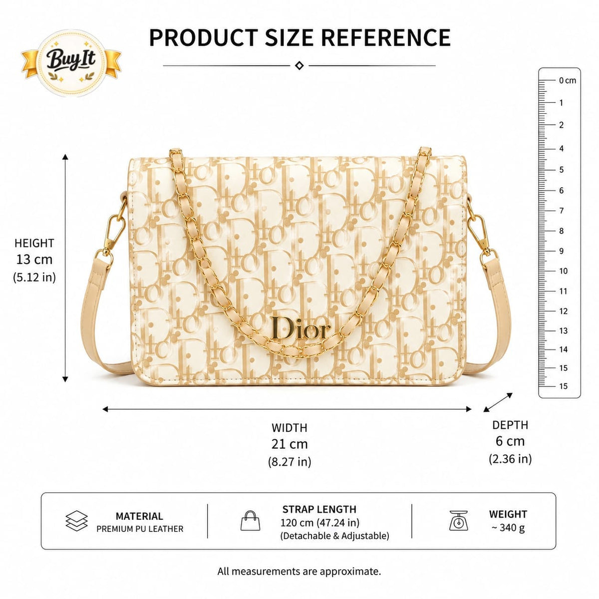 Elegant Beige Monogram Crossbady Bag