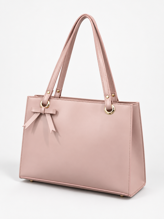 Blush Pink Bow Detail Tote Bag