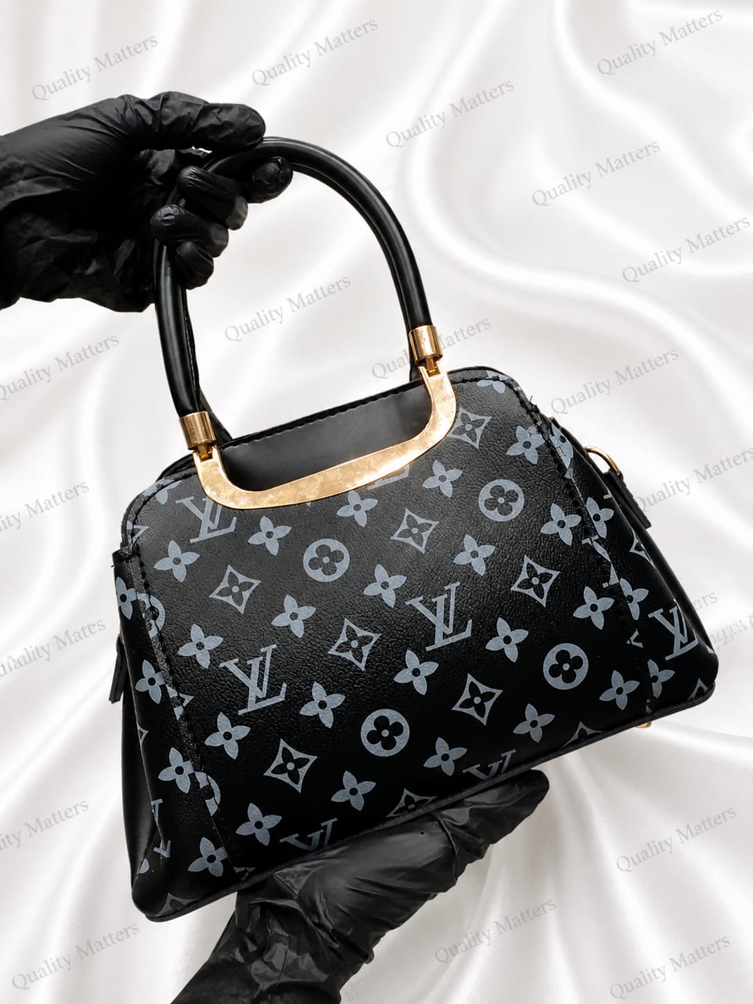 Black Monogram Mini Handbag With Gold Handle