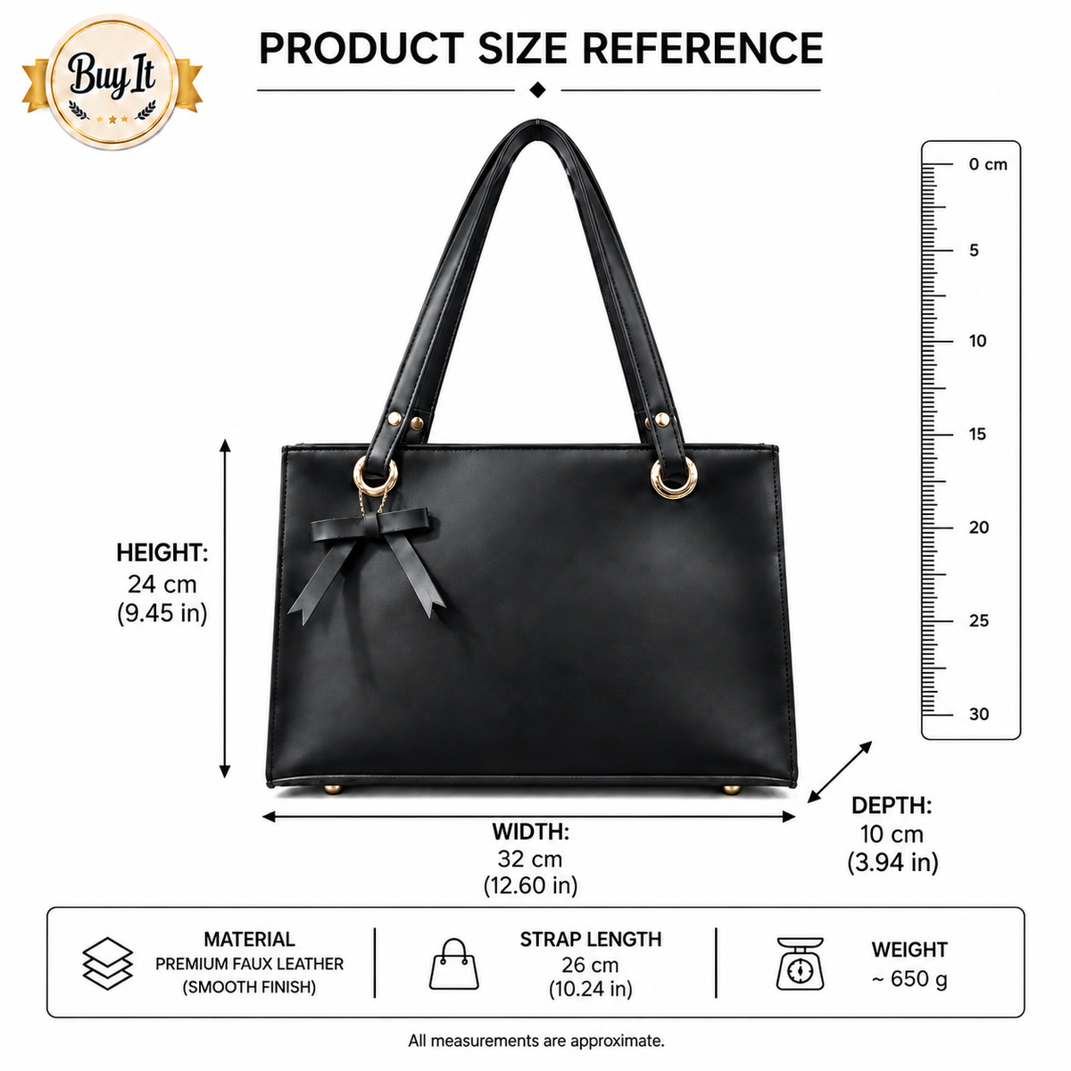 Premium Black Tote Bag | Elegant Everyday Handbag