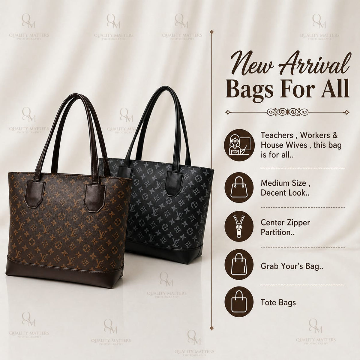Black Monogram Tote Bag