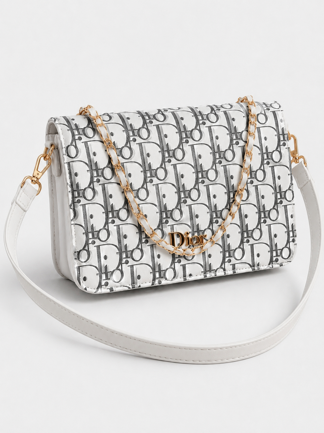 White Monogram Flap Crossbody Bag