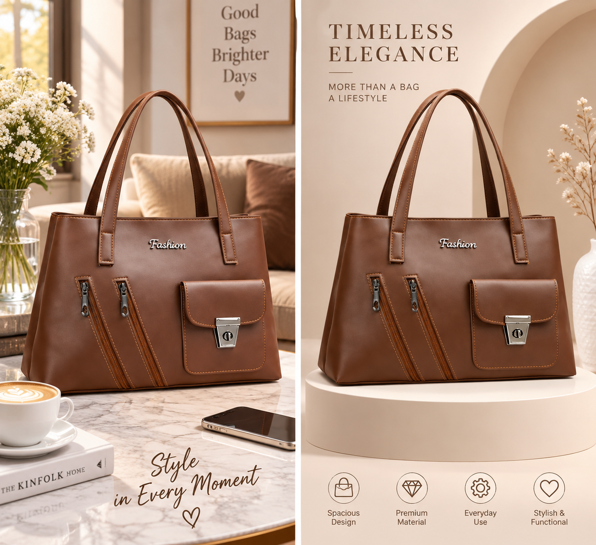 Timeless Brown Elegance Handbag