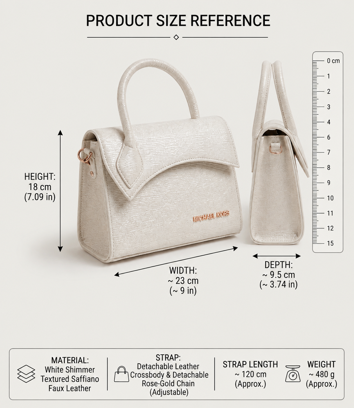 Ivory Shimmer Rexine Asymmetric Top Handle Bag