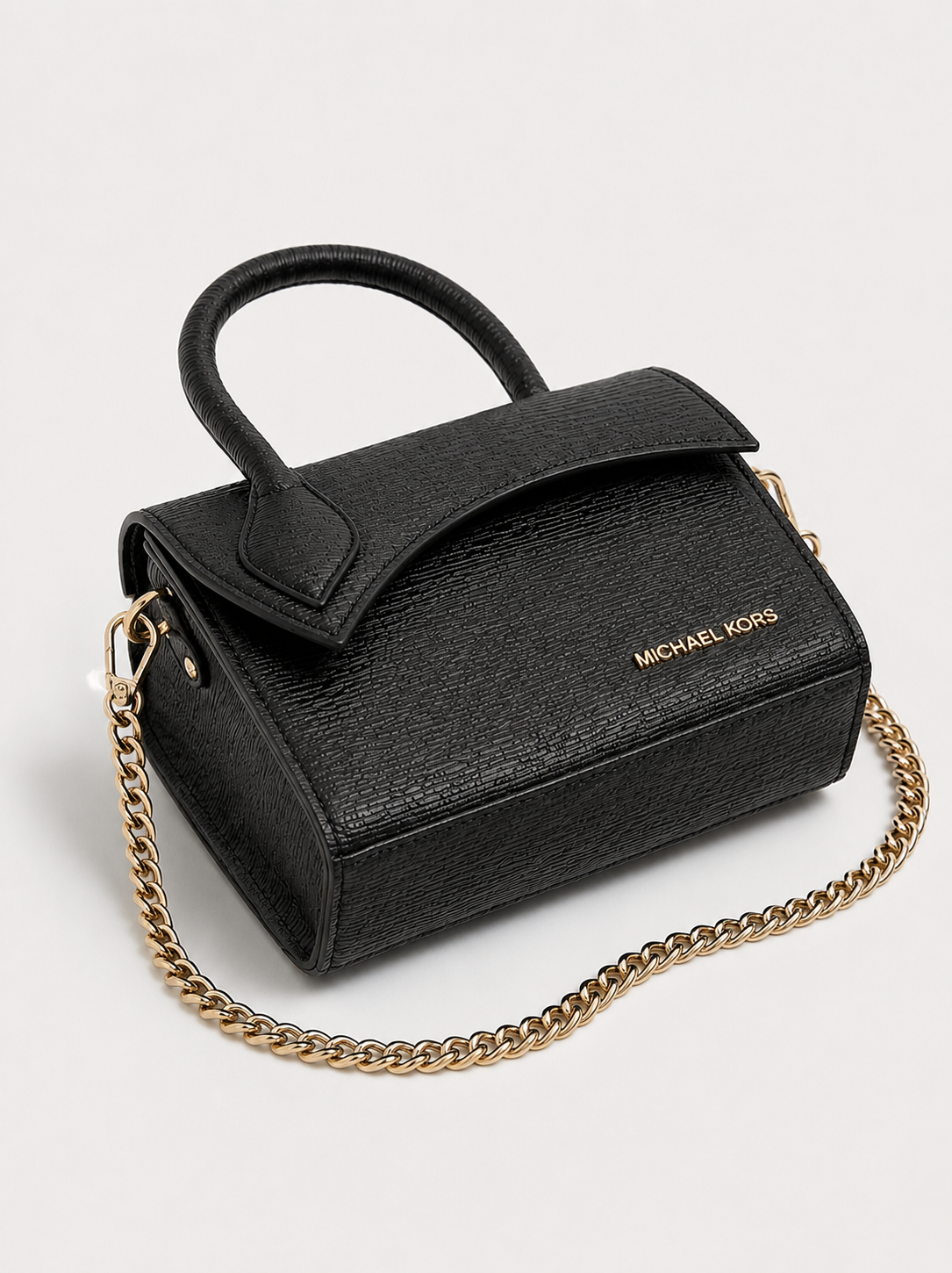 Noir Rexine Textured Asymmetric Top Handle Bag