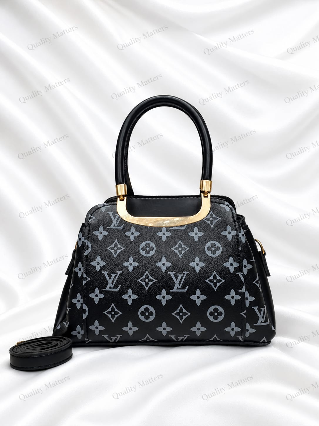 Black Monogram Mini Handbag With Gold Handle